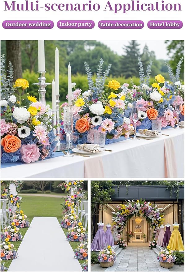 Artificial Flowers Ball Centerpieces for Tables, 2pcs 19inch Colorful Free Standing Bouquet Floral Arangement for Party Aisle Wedding Centerpiece Table Decorations