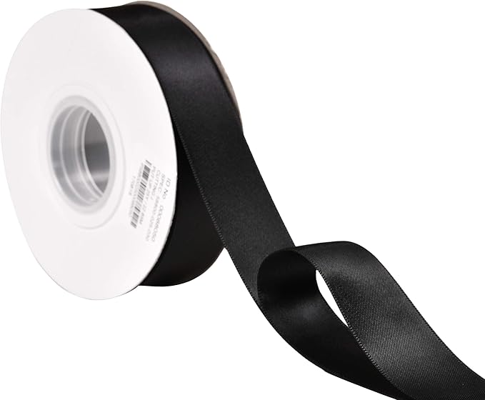 YAMA Double Face Satin Ribbon - 1 inch 25 Yards for Gift Package Wrapping,Floral Design,Hair Accessories,Crafting,Sewing,Wedding Decor, Black