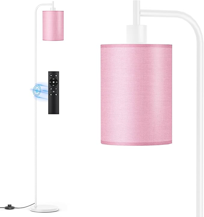 SIBRILLE Floor Lamp with Linen Shade, Dimmable Tall Standing Lamp with Remote Control & 3 Color Temperatures, Modern Floor Lamps for Living Room Bedroom Office Corner, 9W LED Bulb Included