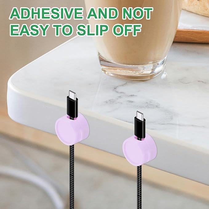 PATIKIL Cable Organizer Holder, 3 Pcs Magnetic Spring Desk Cable Management Clips Adhesive Cord Holder Keeper for Office Desktop Wall Car, Purple