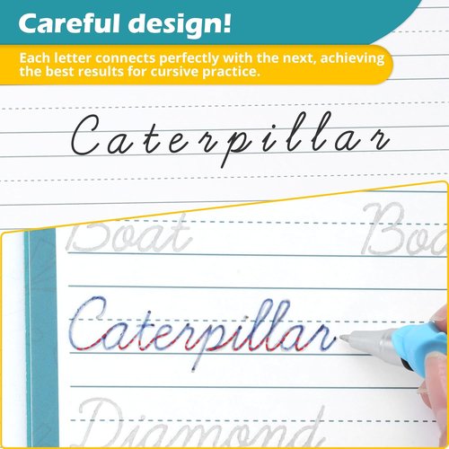 Grooved Cursive Handwriting Workbook by Handwriting Without Tears | Reusable Magic Practice Book for Kids Ages 5-12