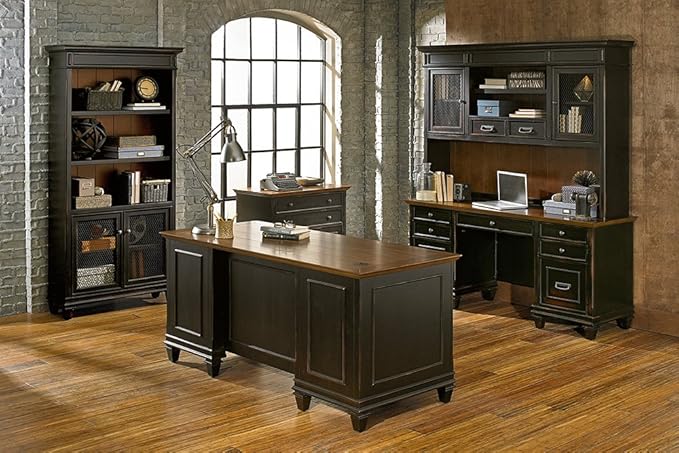Martin Furniture Hartford Double Pedestal Shaped Desk, Brown - Fully Assembled