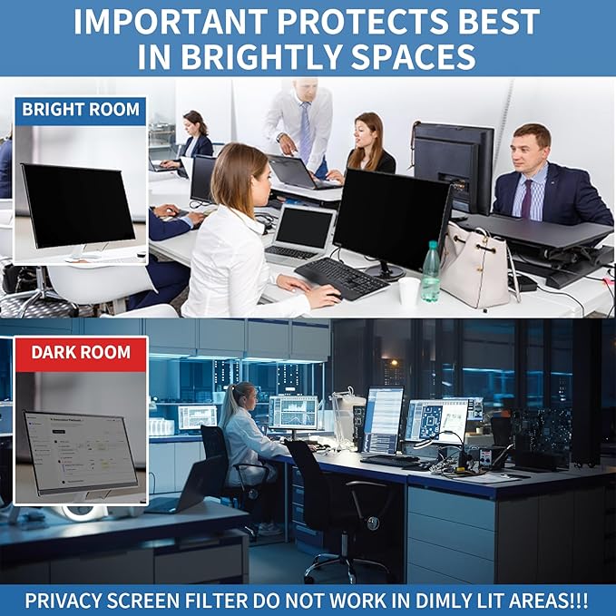 DEJIMAX 〔2-Pack〕 24 Inch Computer Privacy Screen Filter for 16:9 Monitor, Anti-Blue Light, Anti-UV,Blue Light Blocking Removable Privacy Protector Shield Fits 23.6", 23.8", 24" Monitors