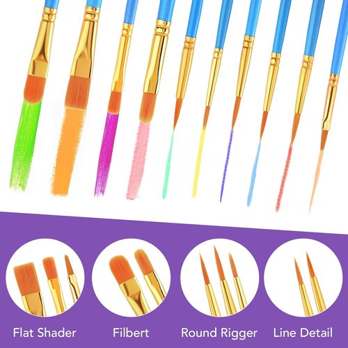 AROIC Acrylic Paint Brush Set - 36 Pack of Nylon Hair Brushes for Oil & Body Painting | Ideal for Artists & Crafts