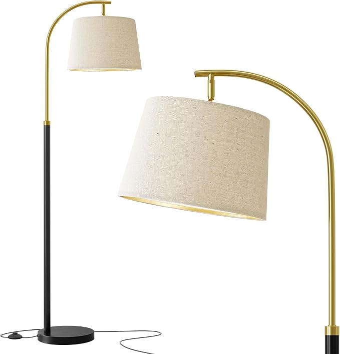 G-SAFAVA 62.5" Floor Lamps for Living Room with Foot Switch Arc Tall Standing Lamp for Bedroom Mid Century Modern Corner Gold Black Floor Lamps for Office Nursery Industrial Reading Light Room Lamp