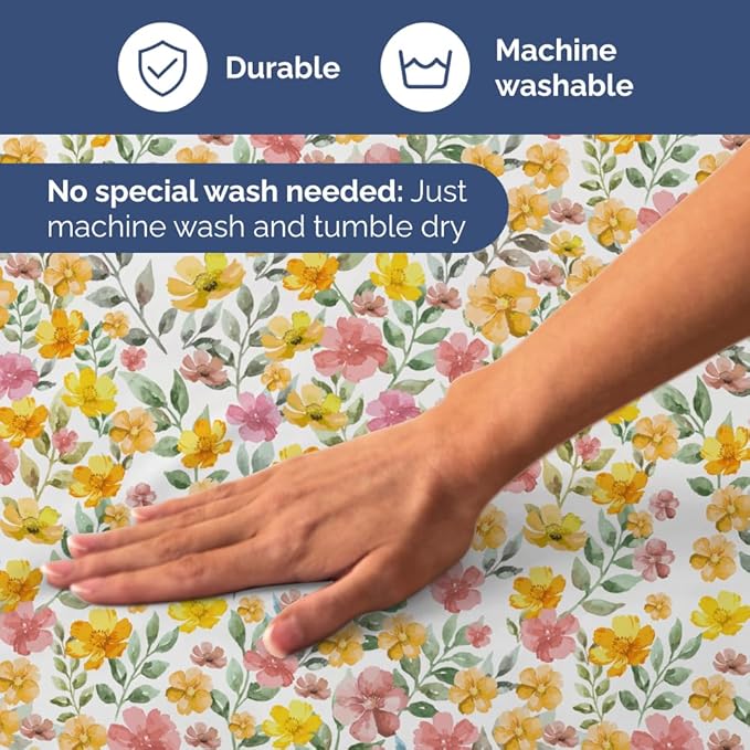 Floral Sheets - Watercolor Floral Bed Sheet Set - 1 Flat, 1 Fitted & 2 Pillowcases w/ Deep Pockets - Comfy, Wrinkle & Fade Free Boho Botanical Bedding - Soft, Breathable and Cooling - King Size New