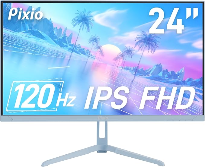 Pixio PX246 Wave Blue 24 inch 120Hz Refresh Rate FHD 1080p Resolution IPS Panel 4ms GTG Response Time Gaming Monitor with Adaptive Sync