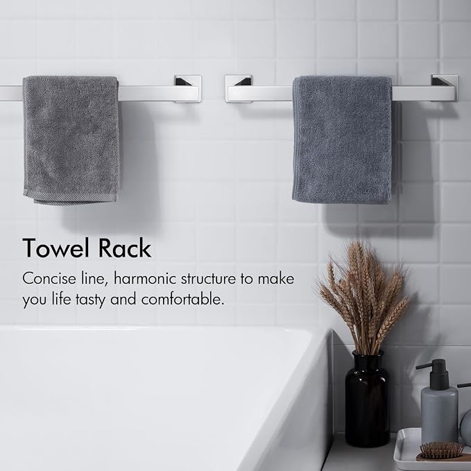 BANOLUX Towel Rack, 12-Inch Single Towel Bars for Bathroom, Towel Racks for Bathroom Wall Mounted SUS304 Stainless Steel Hand Towel Holder Heavy Duty, Chrome Towel Bar 2 Pack, A7-TB-PC-12IN-2PACK