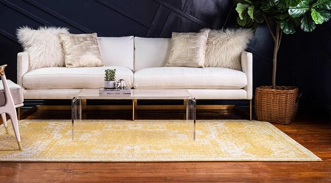 Unique Loom Bromley Collection Area Rug - Wells (5' 1" x 8' Rectangle Yellow/Ivory)