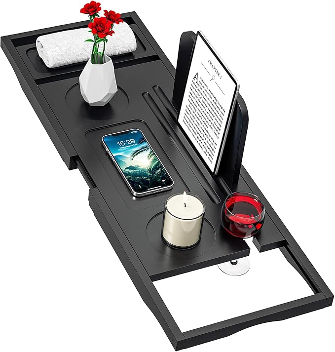 Banlilu Premium Bathtub Caddy Tray - Bath Tray - Bath Tub Tray Table for Bathtub - Bath Caddy Tray for Bathtub, Expandable Size, Fits Most Bath Tubs