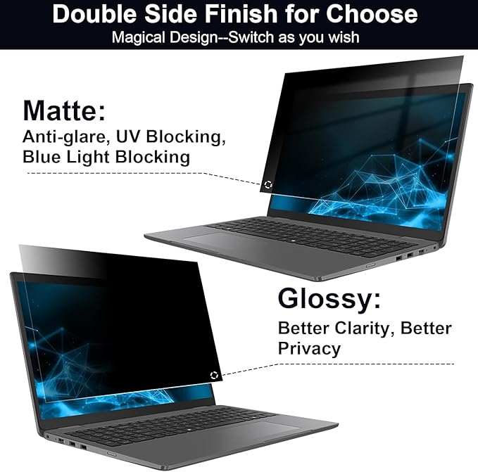 Hoktods 16 Inch 16:9 Laptop Privacy Screen Filter, Computer Monitor Privacy Shield, Anti Scratch Anti Spy Anti Glare Blue Light Screen Protector