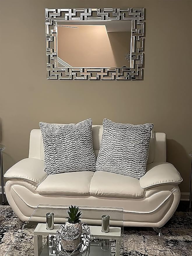 KOHROS Large Decorative Rectangle Mirror for Wall Decor Art Grecian Venetian Mirror (Silver, 47" x 30")