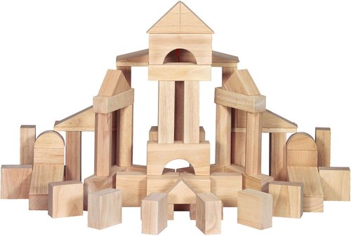 Melissa & Doug Building Blocks Set - 60-Piece Solid-Wood Stacking Toys with Storage Tray | Preschool Learning Fun for Ages 3+