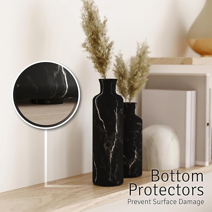 Creative Scents Black Marble Look Vase Set - Vases Home Decor, Premium Quality for Holding Pampas Grass, Dried/Fresh Flowers, Vases for Decor - Kitchen, Bedroom, Office, Living Room, or Shelf Decor