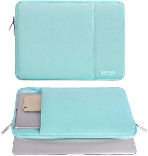 MOSISO Laptop Case - 13 Inch Sleeve for MacBook Air & Pro | Mint Blue Polyester with Pocket