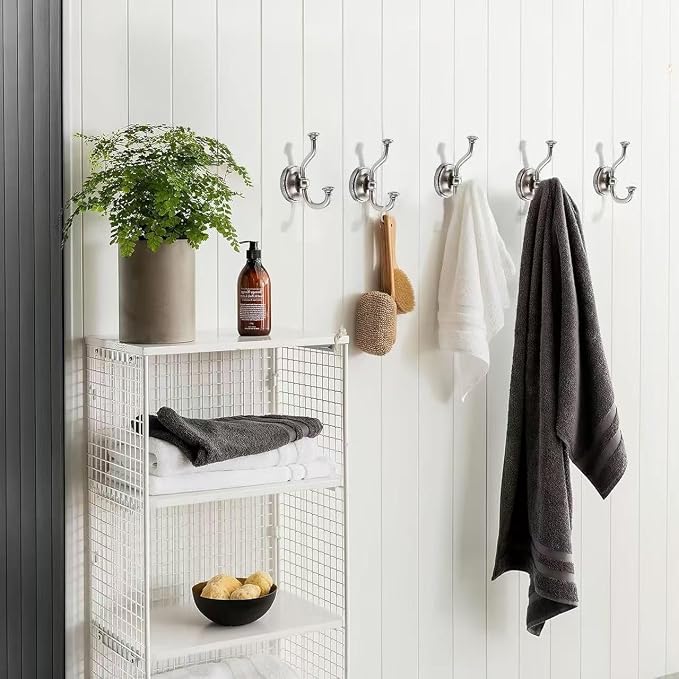khtumeware 1 Pack 4-1/2 inch Zinc Alloy Vintage Wall Brushed Satin Nickel Large Coat Hooks Suitable for Tile, Wood Board, Glass Walls, Bathroom, Entrance Hall, Kitchen, Multi-Functional Robe Hooks