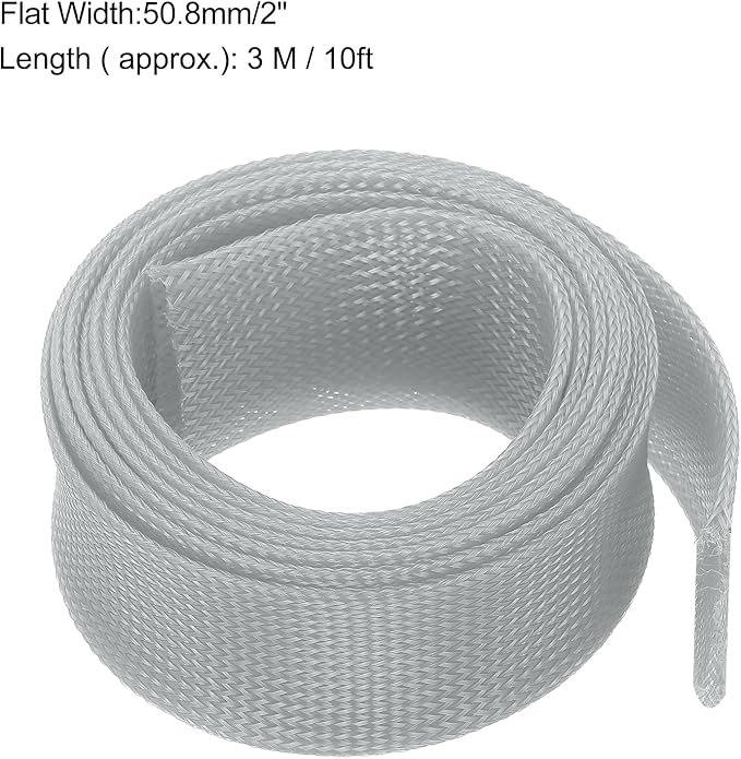 uxcell Expandable Sleeving, 2-inch 10ft Cable Sleeve, Gray