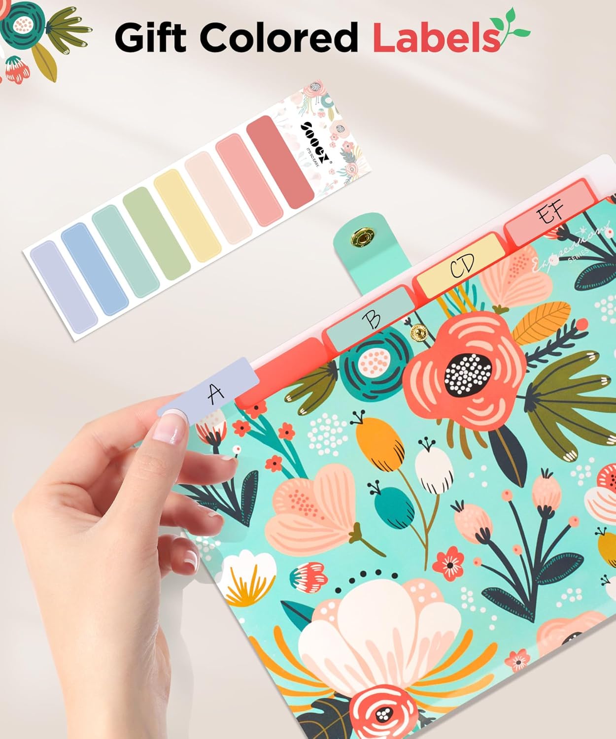 Sooez File Folders Organizer - 5 Pocket Accordion Design for Documents | Ideal for School & Office Use