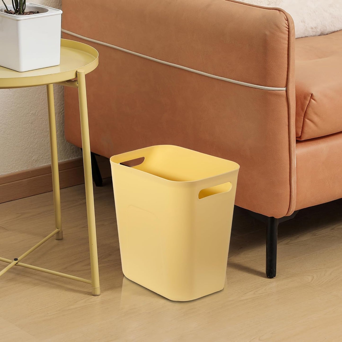 UUJOLY Small Plastic Trash Can - Versatile Wastebasket for Bathrooms, Kitchens & Offices | 3.5 Gallon, Yellow