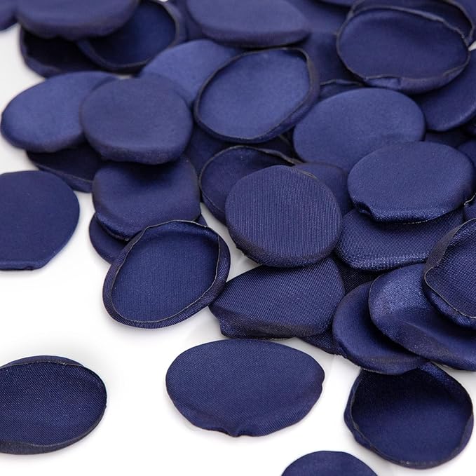 TINGE TIME 200pcs Rose Petals and Fake Roses Artificial Flowers for Wedding Decor, Bridal Shower, Party Decoration - Silk Flower Petals Bulk Pack (Navy Blue)