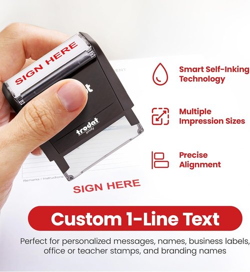 Promot Self Inking Custom Name Stamp - Personalized Office & Business Label | Choose Font & Ink Color - Small