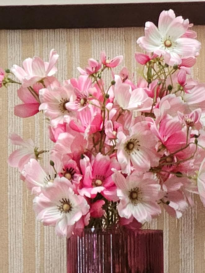 ATFL Artificial Pink Daisy Flowers,8 Bundles 21.65'' Faux Fake Silk Daisy Flowers Arrangements for Home Garden Vase Décor (8, Gradient Pink)