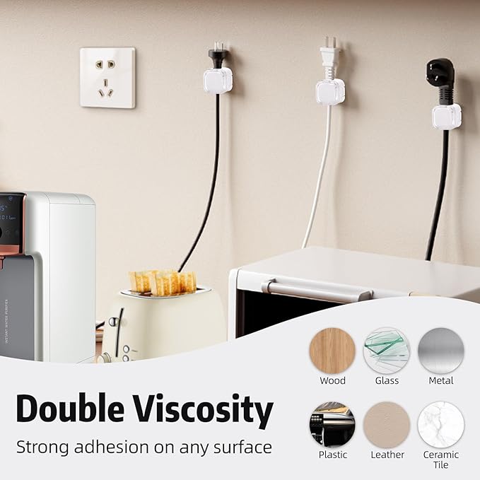 Magnetic Cable Clips Cord Organizer Holder, 6 Pack Adhesive Wire Holder Keeper Organizer USB Charging Cable Storage Holder for Home Office Phone Car Wall Desktop Nightstand Kitchen (White)