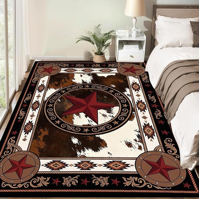 Vintage Star Rugs Non Slip Rustic Farmhouse Floor Mat Washable Carpet for Entryway Bedroom Living Room Nursery Playroom Classroom Home Decor,3'x5'