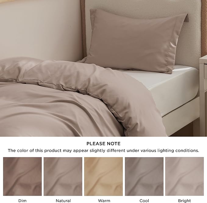 Bedsure Duvet Cover Twin/Twin XL Size - Soft Double Brushed Bedding Set for Kids & Adults, Zipper Closure, 2 Pieces, Includes 1 Duvet Cover (68"x90") & 1 Pillow Sham, NO Comforter, Khaki