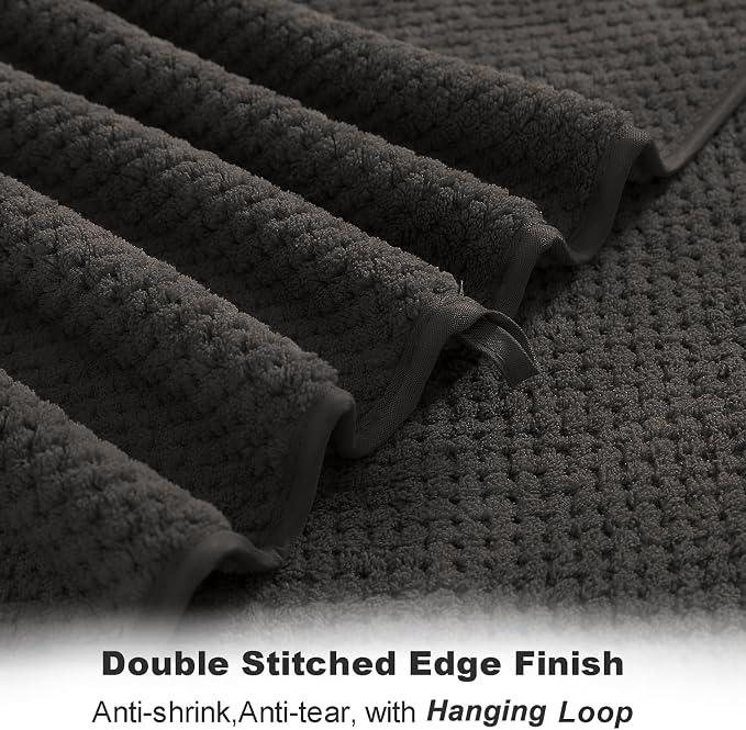 8-Piece Brown Bath Towel Set, 2 Extra Large Bath Towel Sheets, 2 Hand Towels and 4 Washcloths - Highly Absorbent Quick Dry Microfiber,Ultra Soft Towel Set for Bathroom, Waffle Weave Design, Pack of 8