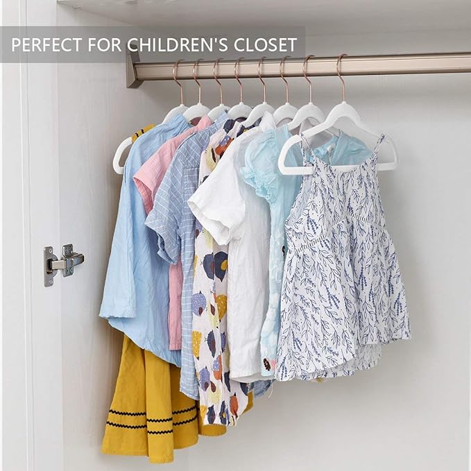 MIZGI Kids Velvet Hangers,Non-Slip Big Kids Hangers,14 Inch Hangers for Youth,Teen Clothes,Pack of 50