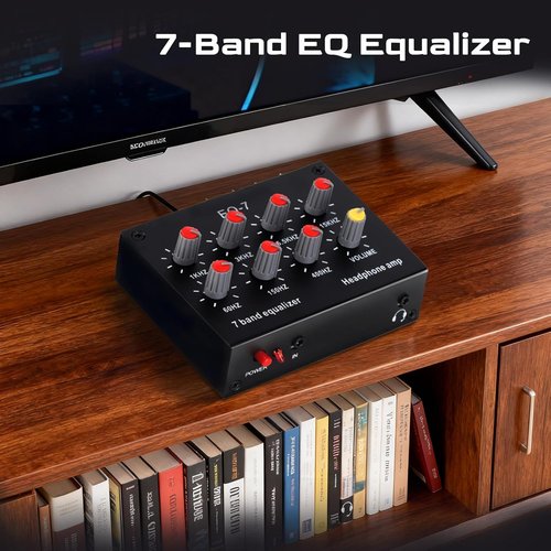 EQ-7 Audio Signal Headset Amplifier - 7 Band Car Audio Equalizer with 12dB Bass Boost | Dual Channel, 3.5mm Interface