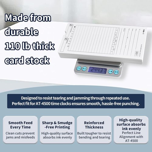 AT-4500 Time Cards - 100 Pack of 2 Sets (50 Each) - Durable & Convenient for Time Tracking