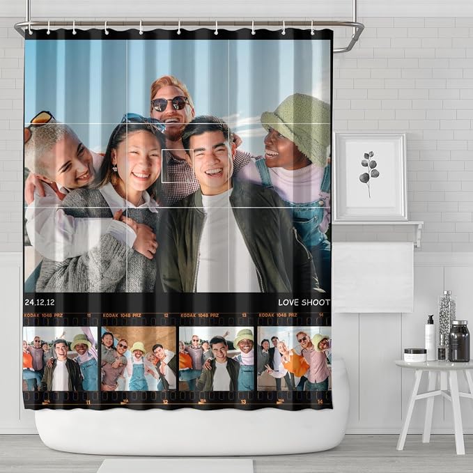 Personalized Shower Curtain Set Custom Photo Shower Curtains Modern Minimalist Home Bathroom Curtain Decor with 12 Hooks 72 Inch Wide * 84 Inch High