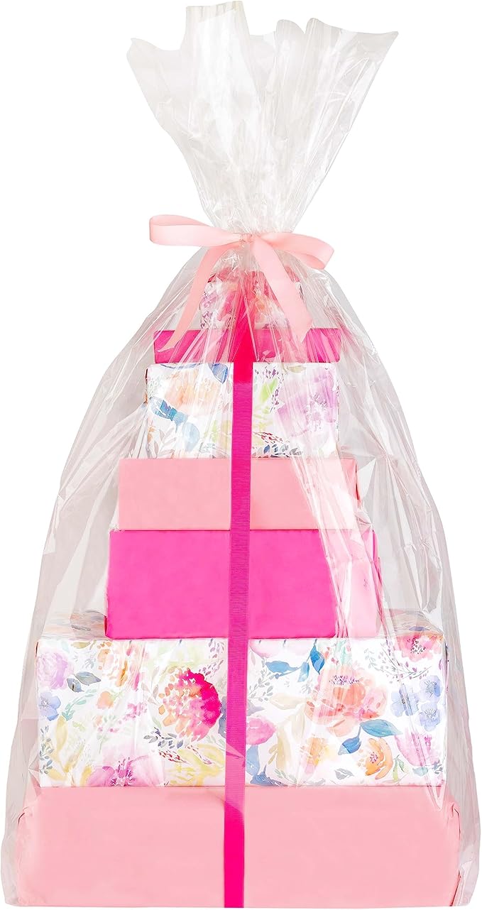 Purple Q Crafts Clear Jumbo Basket Bags, 40"x50", 10 Pack Extra Large Clear Cellophane Wrap for Baskets & Gifts 1.5 Mil Thick