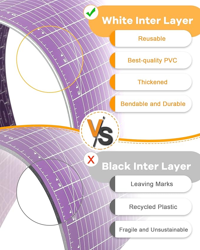Density-upgraded 9"x12" Self Healing Cutting Mat, Idemeet Rotary Sewing Mat for Crafts, 5-Ply Blade Table Protector Cut Board for Fabric Leather Cutting Quilting Modeling Hobby Project, A4, Purple