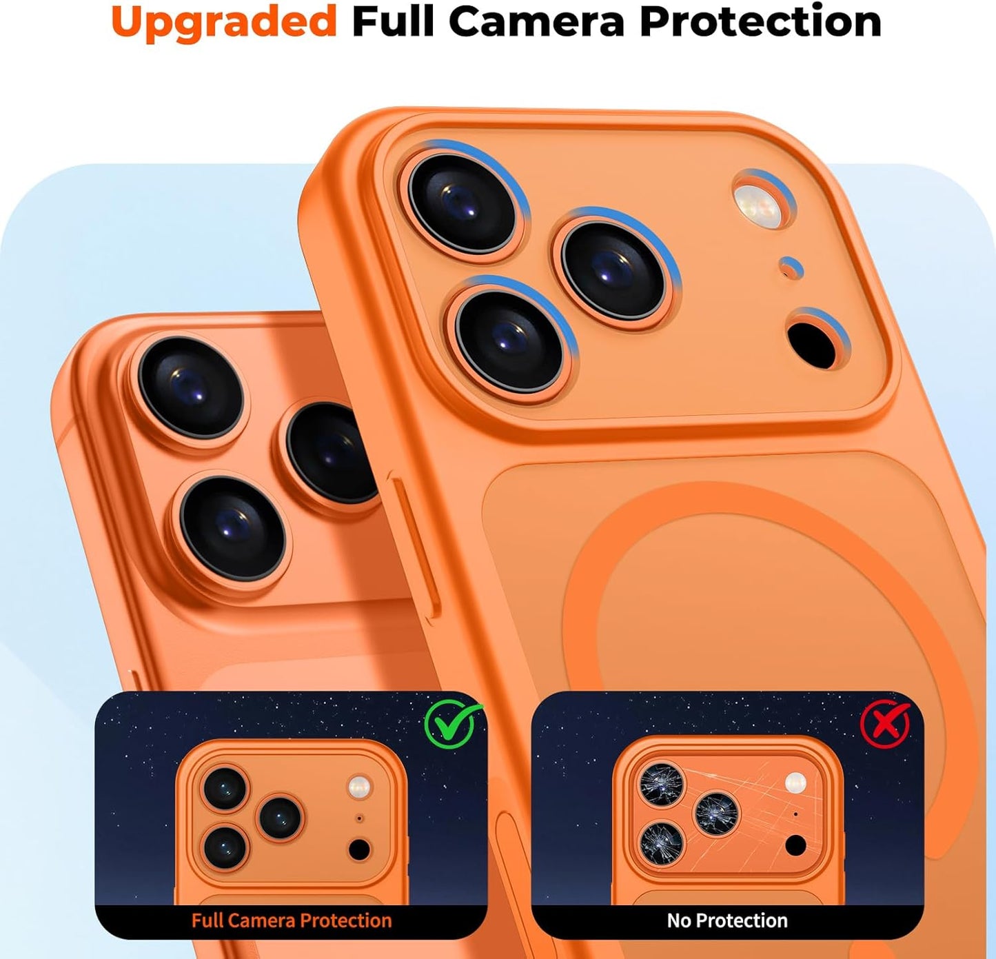 Zapica Magnetic iPhone 17 Pro Max Case - Upgraded Camera Control Button & Full Protection | Translucent Matte Shockproof Cover in Starry Orange