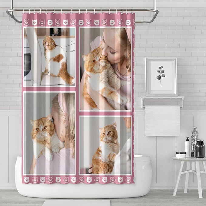 Personalized Shower Curtain Set Custom Photo Shower Curtains Modern Minimalist Home Bathroom Curtain Decor with 12 Hooks 72 Inch Wide * 72 Inch High