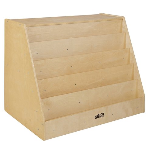 ECR4Kids Double-Sided Mobile Book Display - Versatile Classroom Bookshelf with Storage, Natural Finish