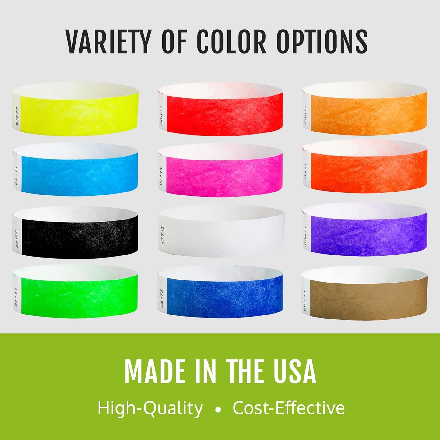 WristCo Black Tyvek Wristbands - Comfortable, Tear-Resistant Paper Bracelets for Events | 600 Count