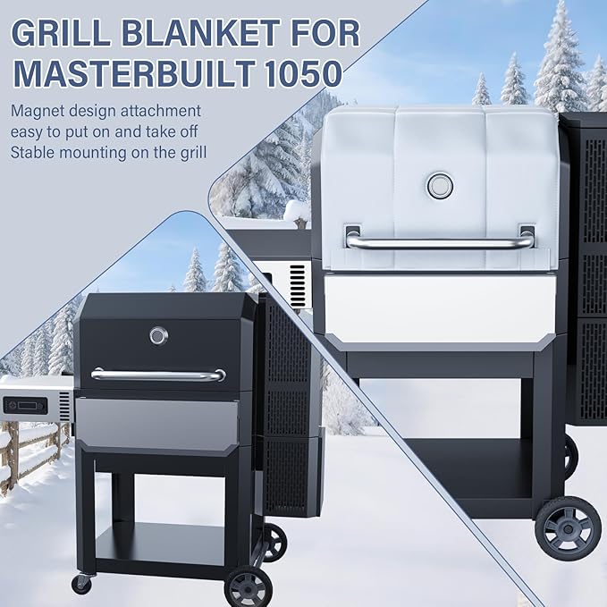 Grill Thermal Insulated Blanket for Masterbuilt Gravity Series 1050 Charcoal Grill, fits MB20041220 Gravity Series Grill Smoker Insulation Blanket for Winter Cooking