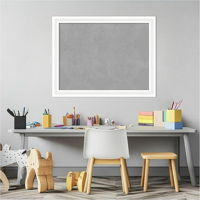 Amanti Art White Framed Magnetic Board 21x27 Medium Vision Board for use with Magnets, 100% Metal Sheet to Display Items as Office Decor or for Home Organization in mudroom, Kitchen or Kids Room