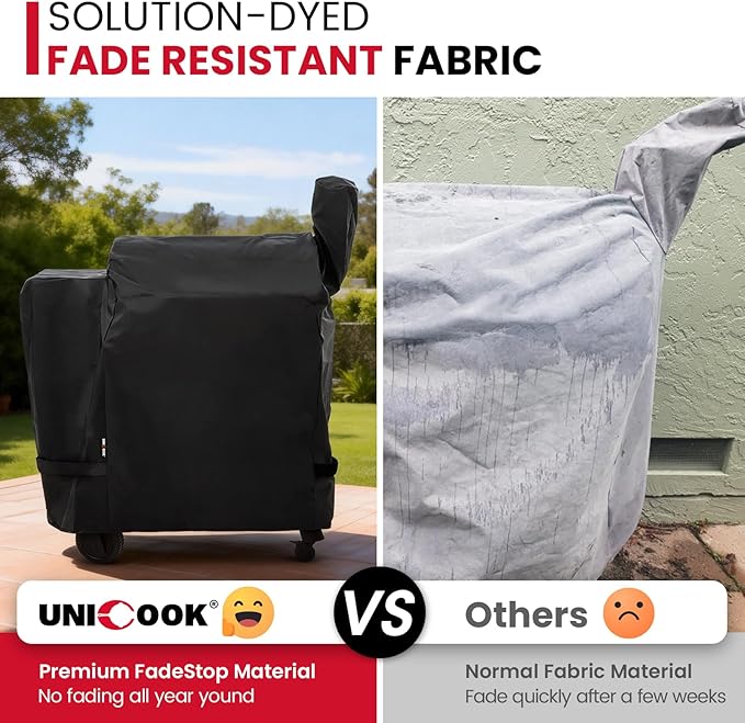 Unicook Grill Cover Compatible with Traeger Pro 22/ Pro 575 Series Wood Pellets, Heavy Duty Waterproof Full-Length Outdoor BBQ Smoker Cover, All-Season Protection Grill Accessory