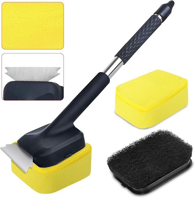 Grill Brush Bristle Free with 2 Replaceable Heads, Steam-Enhanced Scraper for Cast Iron & Stainless Steel Grates, Safe Non-Scratch Barbecue Cleaner for Outdoor Grills