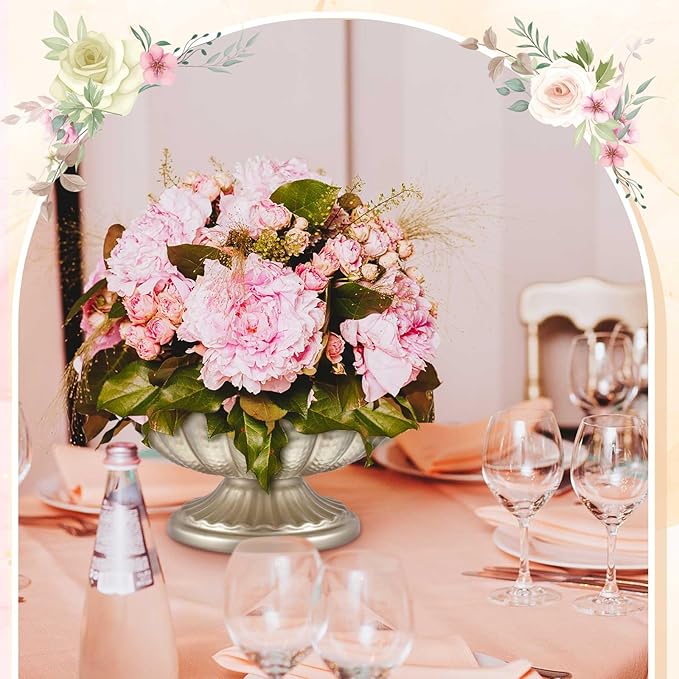 4 Pcs Metal Compote Bowl for Centerpiece Flower Holder Small Compote Vase Indoor Outdoor Flowers Fruits Plant for Christmas Wedding Home Party Decoration (Medium,Silver)