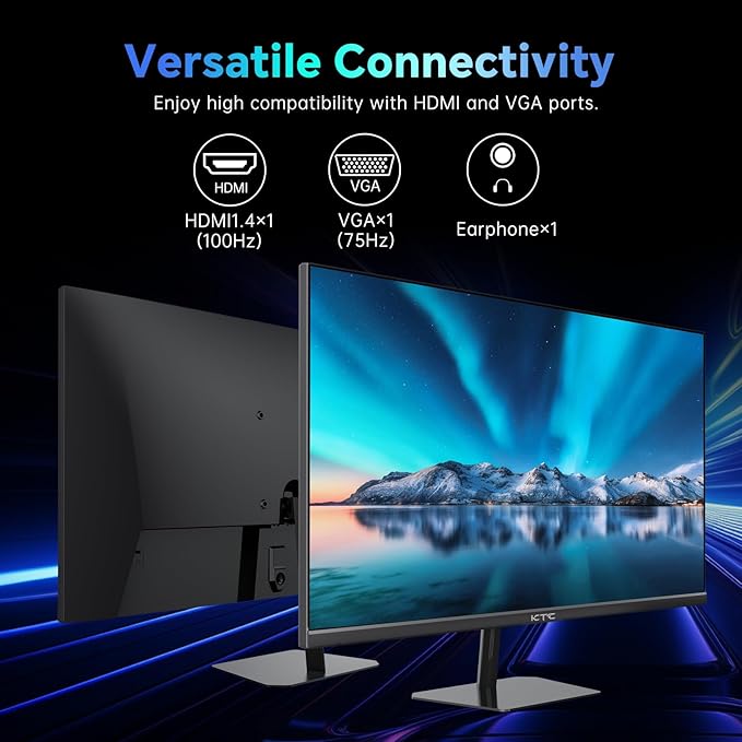 KTC 24.5 Inch FHD 100Hz IPS Computer Monitor, 1080P Eye Care PC Gaming Monitor, Adaptive-Sync, Low Blue Light, HDR, VESA Mount with HDMI VGA for Home Office, H25B7