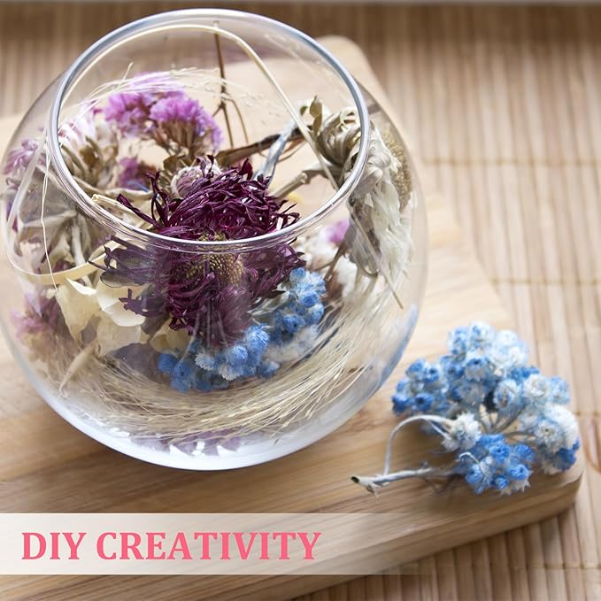 PATIKIL Mini Dried Gypsophila Flower Kit, 30Pcs 4 Inch Blue Purple Natural Pressed Floral Bundles with Tweezer for DIY Resin Crafts Gift Wedding Christmas Card Decor Flower Bouquets