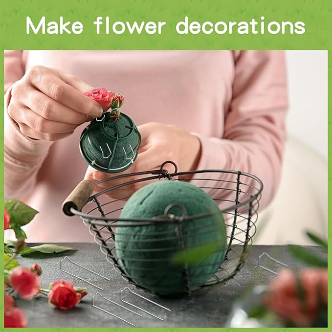 200 Pcs Greening Pins, Straight Pins,1.7 Inch Floral U Pins for Floral Picks Foam Bouquet Arrangements Craft Projects, Bouquet, DiySewing Projects