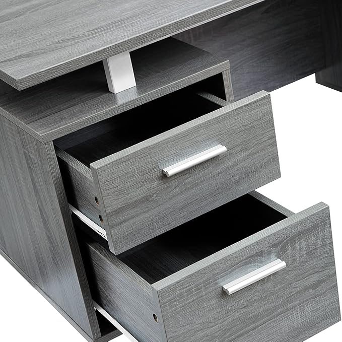 Techni Mobili Modern Office Desk with Storage, Gray