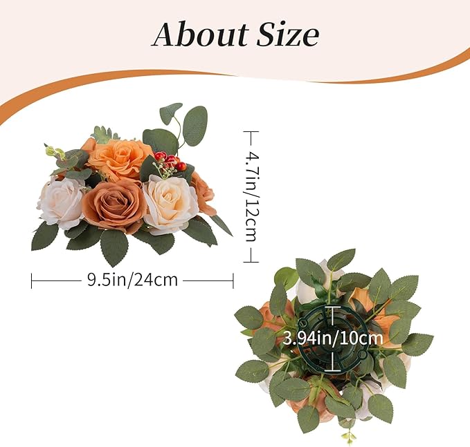BLOSMON Terracotta Flowers for Wedding Centerpieces: 10 Pcs Artificial Rose Flower Balls Table Decorations - Fall Fake Silk Kissing Floral Arrangements for Home Party Event DIY Decor